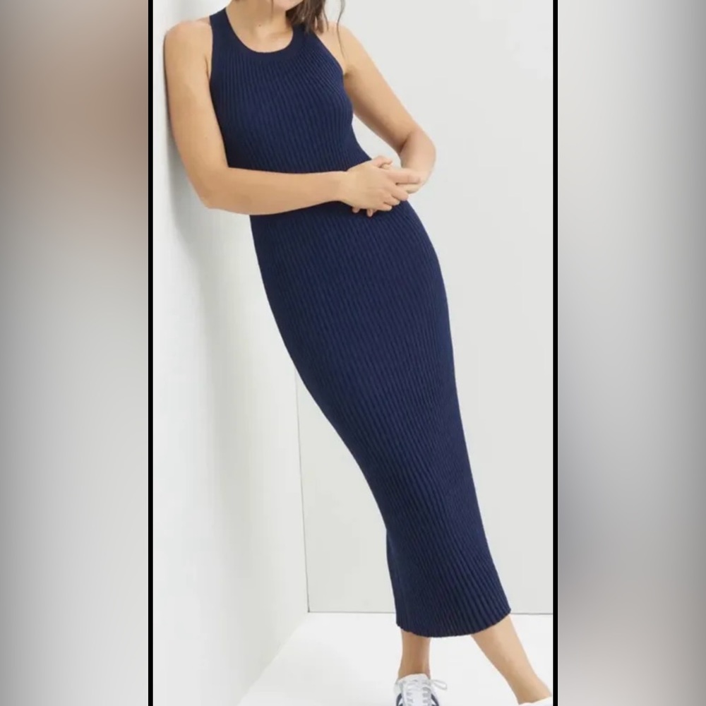 Anthropologie Elle Knit Maxi Dress navy blue- Medium